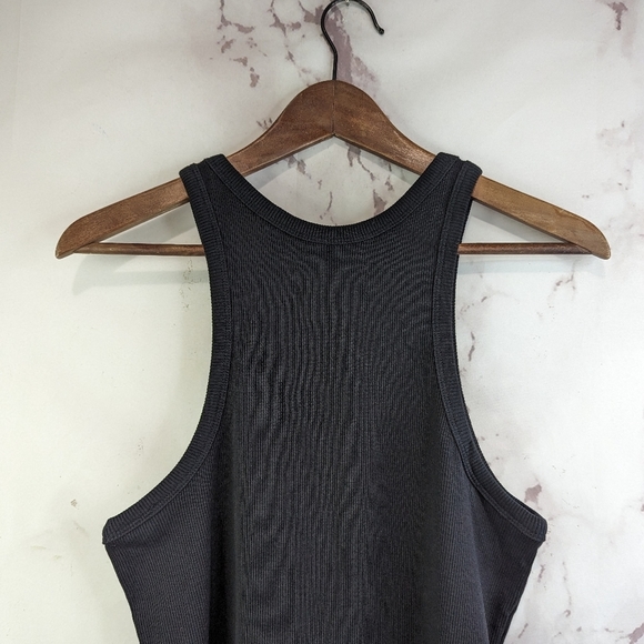 Everlane Tank Top Black The Rib Cutaway Organic Cotton High Neck - Picture 7 of 11